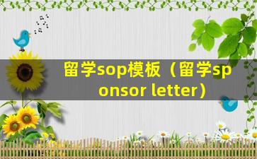 留学sop模板（留学sponsor letter）